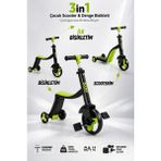 Yıldırım Oyuncak 3in1 Çocuk Scooter & Pedallı Denge Bisikleti – 2-6 Yaş Ayarlanabilir Yükseklik 50KG Taşıma Kapasiteli - Yeşil