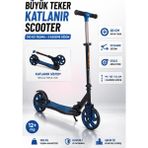 Yıldırım Oyuncak Büyük Tekerlekli Katlanabilir Scooter 3 Kademe Ayarlanabilir Gidonlu 100KG Taşıma Kapasiteli Scooter 12+Yaş - Mavi