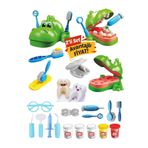 YILDIRIM OYUNCAK Dino Dişçi Oyun Hamuru Seti Kartela Diş Doktoru Set Toplam 20 Parça 2'li Set