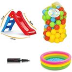 Yıldırım Oyuncak Dolu 3001 Ilk Kaydırağım-Intex Renkli Bebek Havuz- El Pompası- 6 cm 100'LÜ Oyun Havuz Top Seti - Sarı
