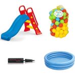 Yıldırım Oyuncak Dolu Oyuncak 3028 Kaydırak-Intex Kristal Mavi 3 Boğumlu Havuz-El Pompası-6 cm 100'LÜ Oyun Topu Set - 010 - Beyaz