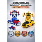 YILDIRIM OYUNCAK Dönüşebilen Transformers Robot Araba 2’li Set 10 cm | Çek Bırak Optimus Prime Bumblebee Oyuncak Seti
