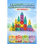 YILDIRIM OYUNCAK Eğitici 3 Boyutlu MİNİ Manyetik Yapı Blokları 45 Parça | Renkli Mıknatıslı Zeka ve Tasarım Seti