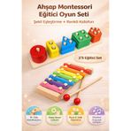 YILDIRIM OYUNCAK Eğitici Öğretici Ahşap Beşli Bultak Ve Ahşap Ksilofon 8 Nota 8 Ton 25 cm 8 Tuşlu Sesli 2li Set