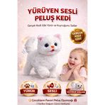 YILDIRIM OYUNCAK İnteraktif Yürüyen Peluş Kedi|Sesli Kuyruk Sallayan Sesli Oyuncak
