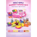 YILDIRIM OYUNCAK Işıklı Ve Sesli Yazar Kasa (terazili) Ve 21 Parça Meyveler