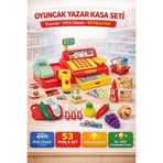 YILDIRIM OYUNCAK Joy Market Yazar Kasası 43 Parça- 10 Parça Kesme Meyve Sebze Toplam 53 Parça 2'li Set