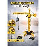 YILDIRIM OYUNCAK Kumandalı Full Fonksiyon Pilli Işıklı 360 Derece Dönen Kule Vinç Otomatik Model İnşaat Aracı 71 cm