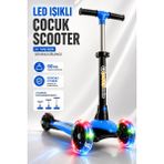 Yıldırım Oyuncak LED Işıklı 3 Tekerlekli Çocuk Scooter – 3 Kademeli Ayarlanabilir Gidonlu Dengeli Scooter 50 kg 2+ Yaş - Mavi