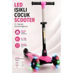 Yıldırım Oyuncak LED Işıklı 3 Tekerlekli Çocuk Scooter – 3 Kademeli Ayarlanabilir Gidonlu Dengeli Scooter 50 kg 2+ Yaş - Pembe