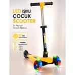 Yıldırım Oyuncak LED Işıklı 3 Tekerlekli Çocuk Scooter – 3 Kademeli Ayarlanabilir Gidonlu Dengeli Scooter 50 kg 2+ Yaş - Turuncu