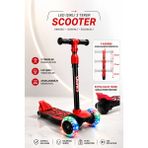Yıldırım Oyuncak LED Işıklı 3 Tekerlekli Çocuk Twist Scooter – Ayarlanabilir Gidon, Denge Destekli, Kalın Arka Teker Güçlü Fren Sistemli - Kırmızı