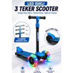 Yıldırım Oyuncak LED Işıklı 3 Tekerlekli Çocuk Twist Scooter – Ayarlanabilir Gidon, Denge Destekli, Kalın Arka Teker Güçlü Fren Sistemli - Mavi
