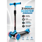 Yıldırım Oyuncak LED Işıklı 3 Tekerlekli Çocuk Twist Scooter - Lean To Steer Dengeli 3 Kademe Ayarlanabilir Yükseklik 50KG Taşıma Kapasiteli - Mavi