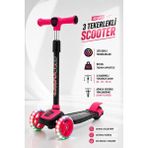 Yıldırım Oyuncak LED Işıklı 3 Tekerlekli Çocuk Twist Scooter - Lean To Steer Dengeli 3 Kademe Ayarlanabilir Yükseklik 50KG Taşıma Kapasiteli - Pembe