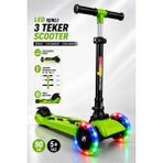 Yıldırım Oyuncak LED Işıklı 3 Tekerlekli Twist Çocuk Scooter – Katlanabilir, Ayarlanabilir Gidon (78-83-88 Cm), Güçlü Arka Fren, Dengeli Sürüş - Yeşil