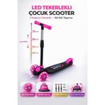 YILDIRIM OYUNCAK LED Işıklı Frenli 3 Tekerlekli Çocuk Twist Scooter - 3 Ayarlanabilir Yükseklik Denge Scooter 3+ Yaş