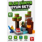 YILDIRIM OYUNCAK Minecraft Blok Manyetik Dünya Oyun Seti 87 Parça – 2 Figürlü Yaratıcı İnşa Oyuncağı, Minecraft Tarzı Sahne Kurma Seti