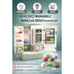 YILDIRIM OYUNCAK Oyuncak Buzdolabı Buhar Atan Pilli Işıklı Sesli Müzikli 28 Parça Gerçekçi Eğitici 24 cm Buzdolabı