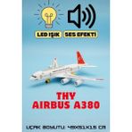 Yıldırım Oyuncak Oyuncak Sesli Işıklı Thy A380 Airbus Yolcu Uçağı 51CM - Beyaz - Kırmızı