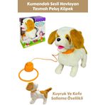 YILDIRIM OYUNCAK Peluş Tasmalı Yürüyen Fiyonklu Köpek 25 cm Sesli Havlayan Kafa Ve Kuyruk Sallayan Köpek