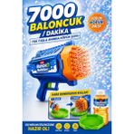 Yıldırım Oyuncak Pilli Bubble Gun 23CM Baloncuk Tabancası 23CM – Dakikada 7000 Baloncuk, 60 Delikli Köpük Tabancası, Solüsyon Dahil - Mavi - Turuncu