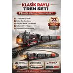 YILDIRIM OYUNCAK Pilli Işıklı 23 Parça Klasik Raylı Tren Seti | 105 CM Lokomotif ve 3 Vagon Oyuncak Tren