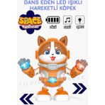 Yıldırım Oyuncak Pilli Sesli Müzikli Dans Eden LED Işıklı Kolları Ayakları Hareketli Fonksiyonlu Işıklı Köpek Robot - Turuncu - Beyaz