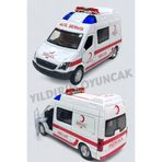 YILDIRIM OYUNCAK Sesli Işıklı Açılabilir Kapılar Metal Çek Bırak 12 cm Ambulans-Sesli Metal Kapıları Açılır Ambulans