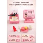 Yıldırım Oyuncak Sipariş Ekranlı 12 Parça Aksesuarlı Işıklı ve Sesli Pilli Kahve Makinası 2li Set - Pembe