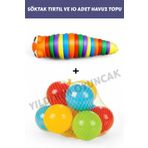 YILDIRIM OYUNCAK Sök Tak Esnek Tırtıl 20 cm - Eğitici Tırtıl Şekilli Renkli Duyusal Eğitici Oyuncak 10lu Top 2li Set
