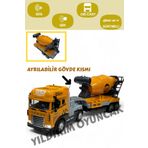 YILDIRIM OYUNCAK Sürtmeli Sesli Işıklı Müzikli Die Cast 1:24 Beton Mikseri Tır - 32 cm Sesli Işıklı İnşaat Aracı