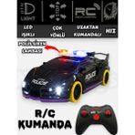 Yıldırım Oyuncak Uzaktan Kumandalı LED Işıklı Siren Sesli Çok Fonksiyonlu Rc 25 cm Drift Yarış Polis Aracı - Siyah
