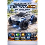 YILDIRIM OYUNCAK Uzaktan Kumandalı Şarjlı Sesli Işıklı 20km/h Yapan Off-Road RC Tesla Cybertruck Araba 20cm