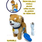 Yıldırım Oyuncak Uzaktan Kumandalı Sesli Müzikli Havlayan Yürüyen Ses Tekrar Etme Özellikli 30 cm Peluş Köpek - Sarı