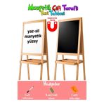 Yıldırım's Home Manyetik Çocuk Yazı Tahtası Ahşap Çift Taraflı 45x100