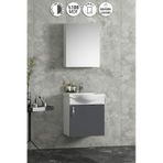 Yıldız 45 Cm Beyaz-antrasit Gri Mat Mdf Seramik Lavabolu Asma Banyo Dolabı Takımı