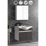 Yıldız 65 Cm Beyaz-antrasit Gri Mdf Asma Banyo Dolabı Takımı Beyaz - Antrasit