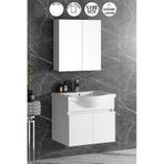 Yıldız 65 Cm Beyaz Mdf Seramik Lavabolu Asma Banyo Dolabı Takımı Beyaz