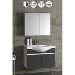 Yıldız 80 Cm Beyaz-antrasit Gri Mdf Asma Banyo Dolabı Takımı Beyaz - Antrasit