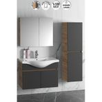 Yıldız 80+35 Cm Atlantik Çam-Antrasit Gri Mat Mdf Seramik Lavabol Antrasit - Atlantik Çam