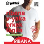 Yıldız Çamaşır 60 Beyaz Ribana V Yaka Erkek Fanila Atlet