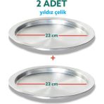 Yıldız Çelik 22 cm Taban Alüminyum Künefe Kadayıf Tepsisi & Tabağı 2 Parça Set
