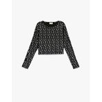 Yıldız Desenli Uzun Kollu Bisiklet Yaka Crop Bluz