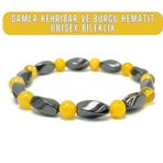 Yıldız Doğal Taş Damla Kehribar Burgu Hematit 6 Mm Bileklik Sarı