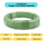 Yıldız Doğal Taş Sertifikalı Aventurin Doğal Taş Roleks Bileklik - 21 cm - Yeşil
