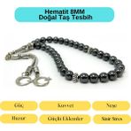 Yıldız Doğal Taş Sertifikalı Hematit 8mm 33LÜK Doğal Taş Tesbih - Siyah