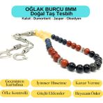 Yıldız Doğal Taş Sertifikalı Oğlak Burcu 8mm 33LÜK Doğal Taş Tesbih - Renkli