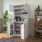 Yıldız elegance Çok Amaçlı Camlı Mutfak Kiler Dolabı - MAT BEYAZ