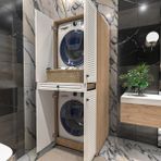 Yıldız Elegance Luxe Ahşap Panjur Kapaklı Çamaşır ve Kurutma Makinesi Dolabı – Şık, Dayanıklı ve Kullanışlı Tasarım